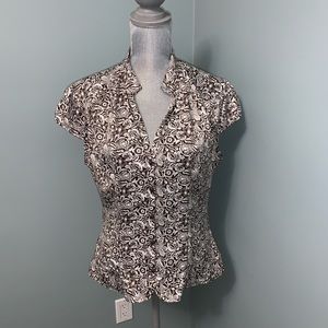 RICKI’S size 12 fitted Hawaiian Floral print button down blouse office wear